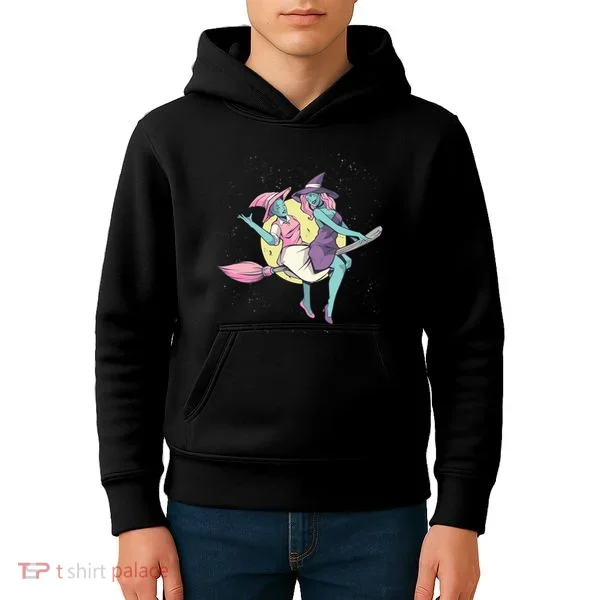 Retro Witches Flying Kids Hoodie