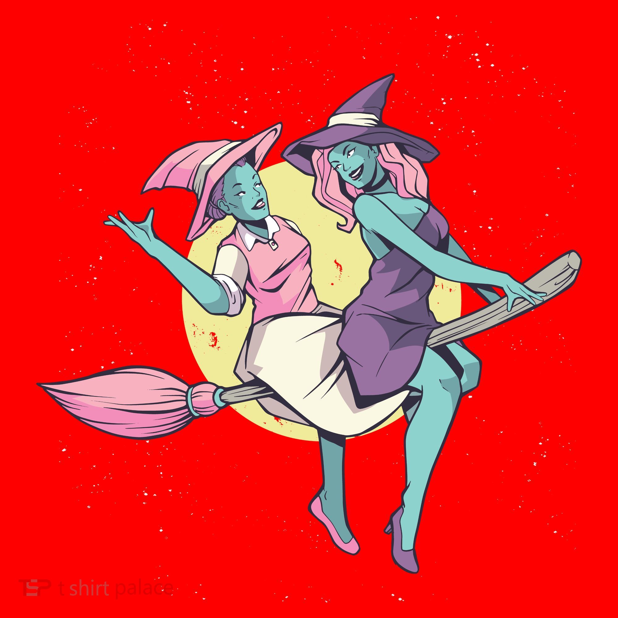 Retro Witches Flying Santa Hat