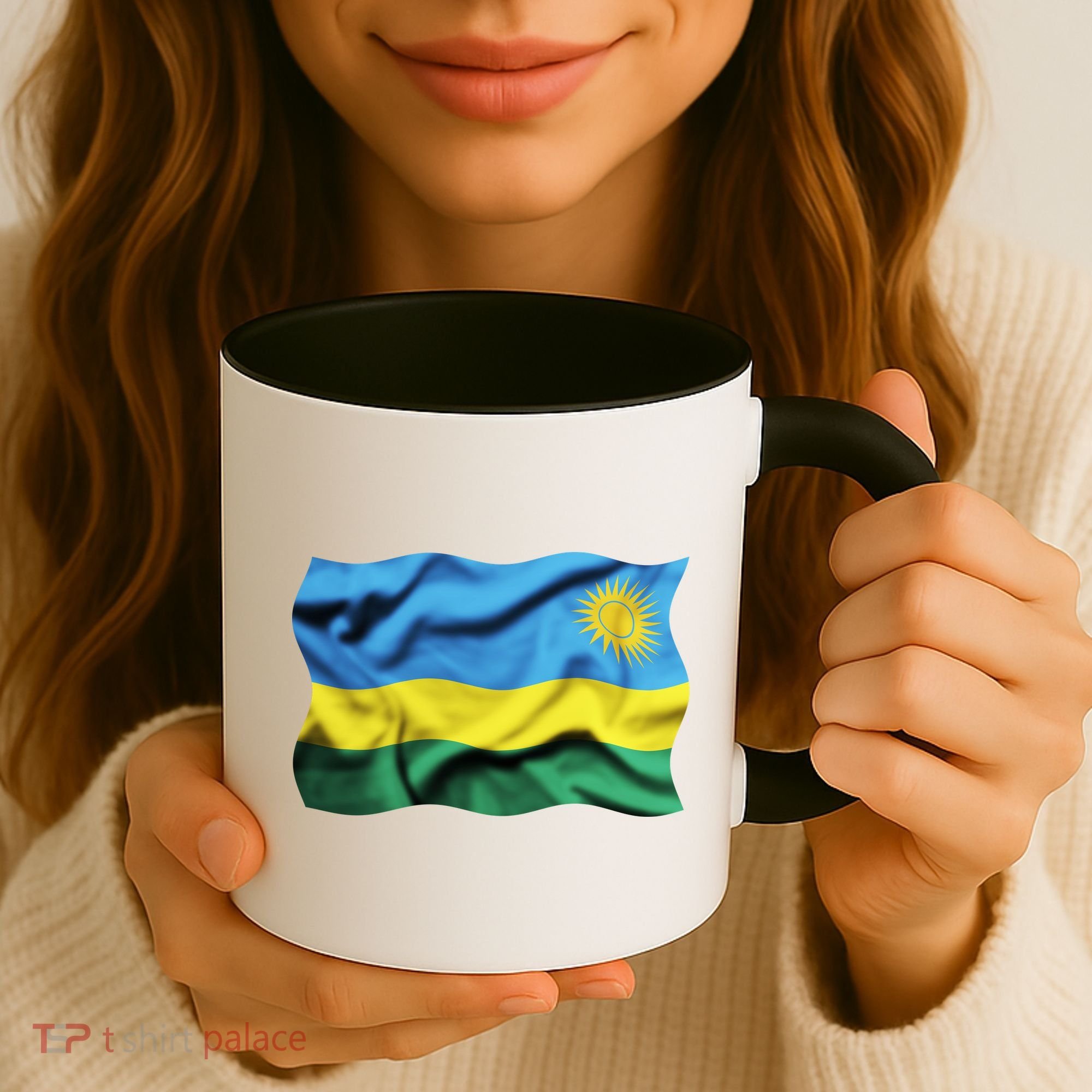 Rwanda Wavey Flag Coffee Mug