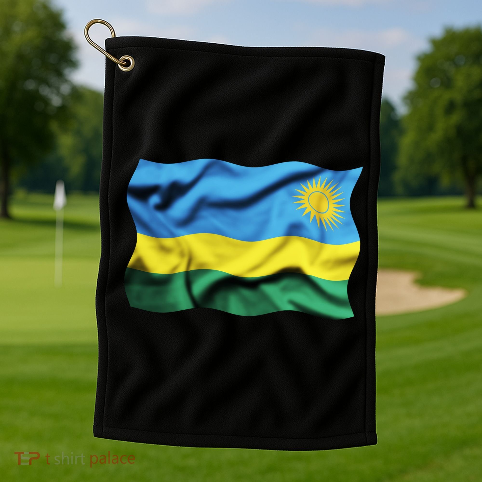 Rwanda Wavey Flag Golf Towel