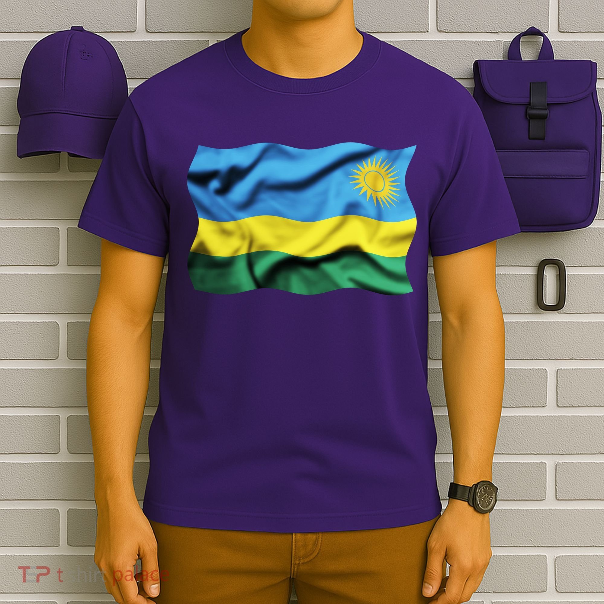 Rwanda Wavey Flag T-Shirt