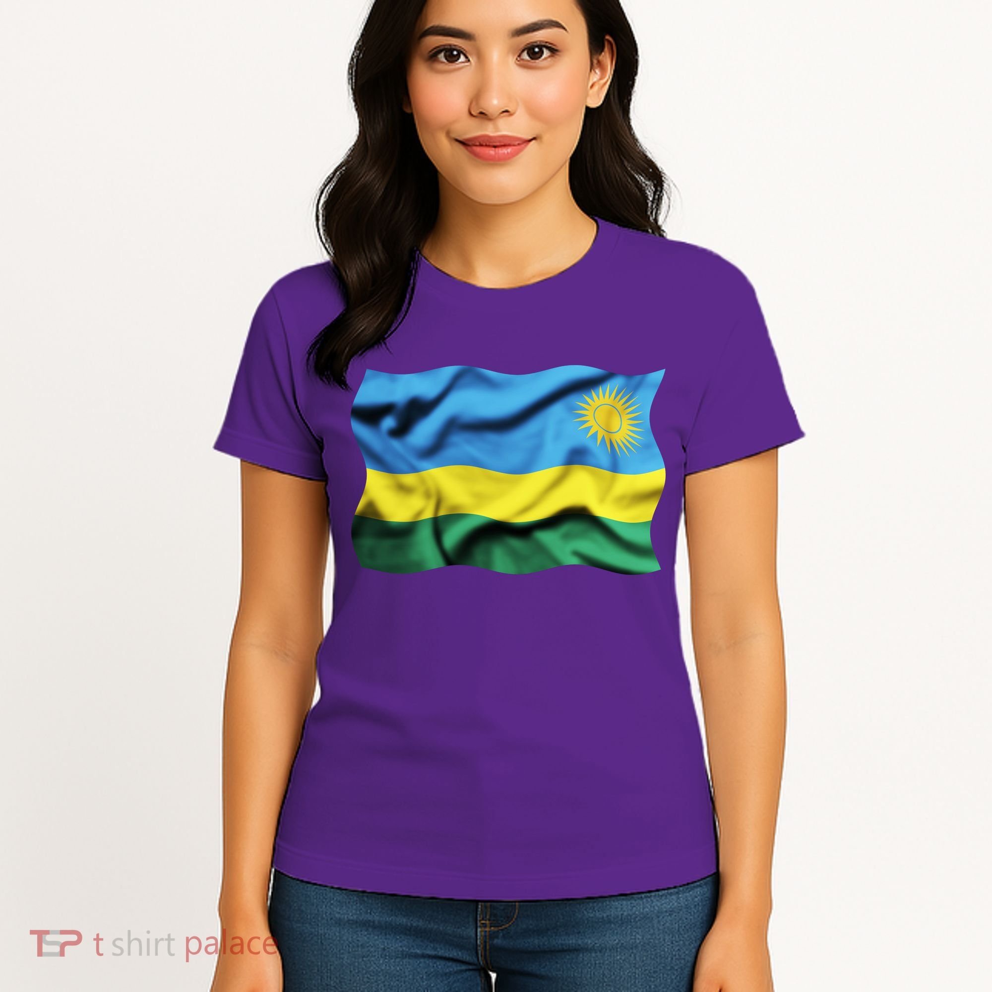 Rwanda Wavey Flag Women's T-Shirt