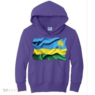 Rwanda Wavey Flag Kids Hoodie