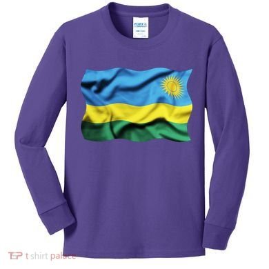 Rwanda Wavey Flag Kids Long Sleeve Shirt