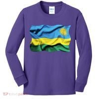 Rwanda Wavey Flag Kids Long Sleeve Shirt thumb 0