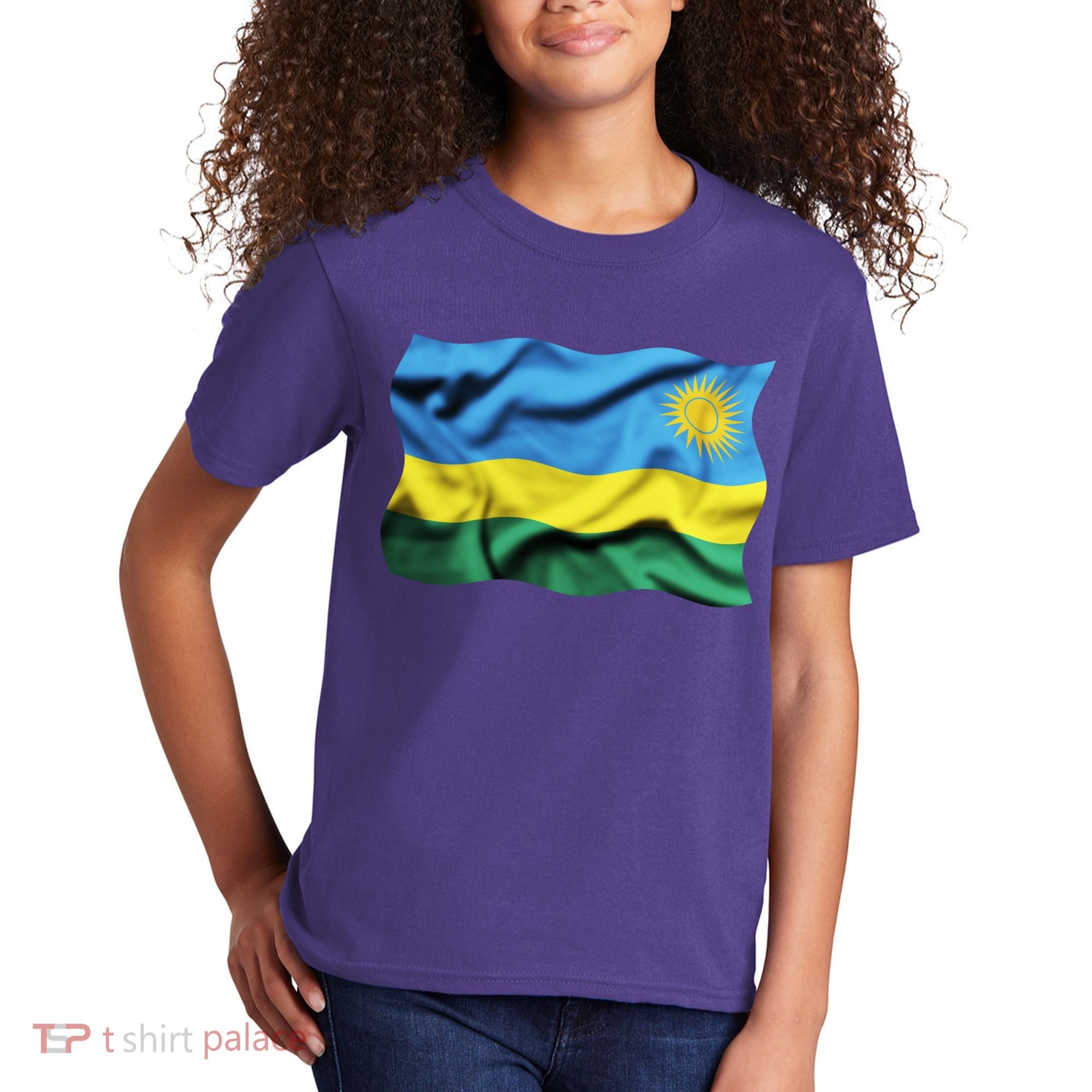Rwanda Wavey Flag Kids T-Shirt