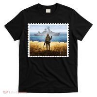 Russian Warship Go F Yourself Ukraine Postage Stamp Ukrainian Pride T-Shirt thumb 0