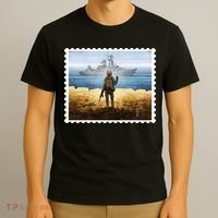 Russian Warship Go F Yourself Ukraine Postage Stamp Ukrainian Pride T-Shirt thumb 3