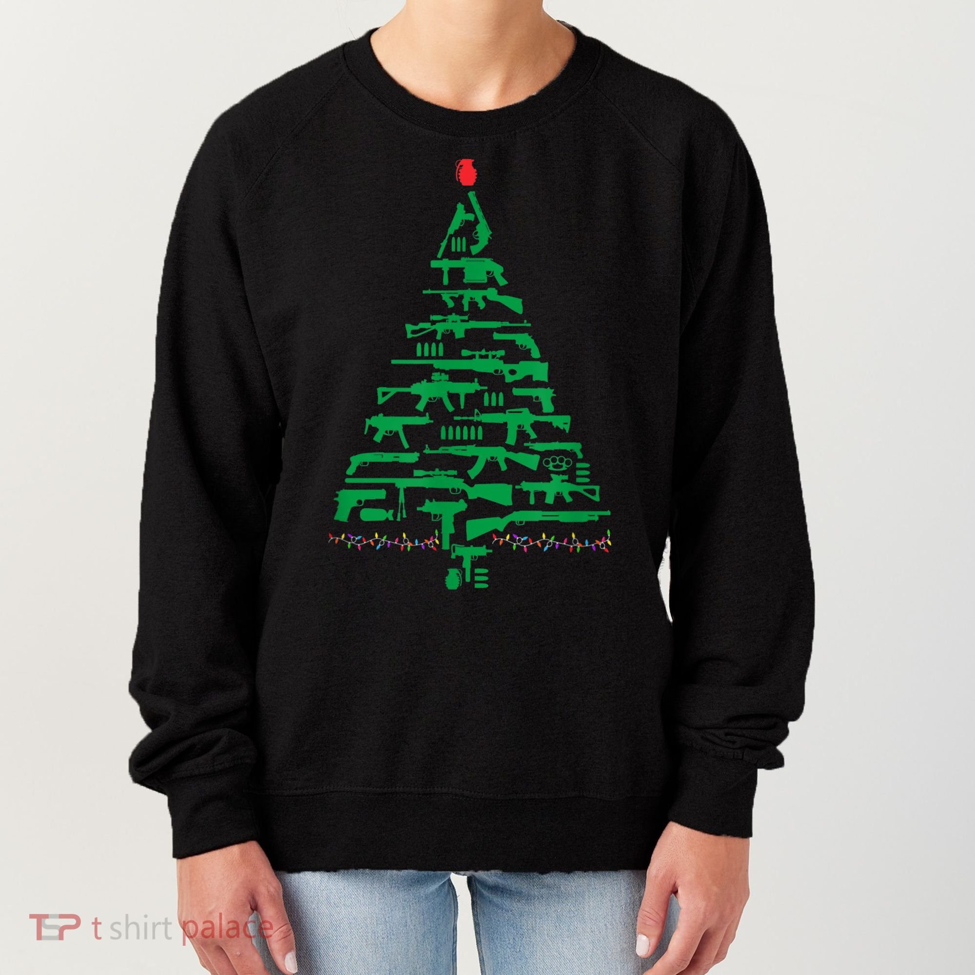 Rifle Weapon Gun Christmas Tree For Weapon Fools & Patriots Women's Sweatshirt