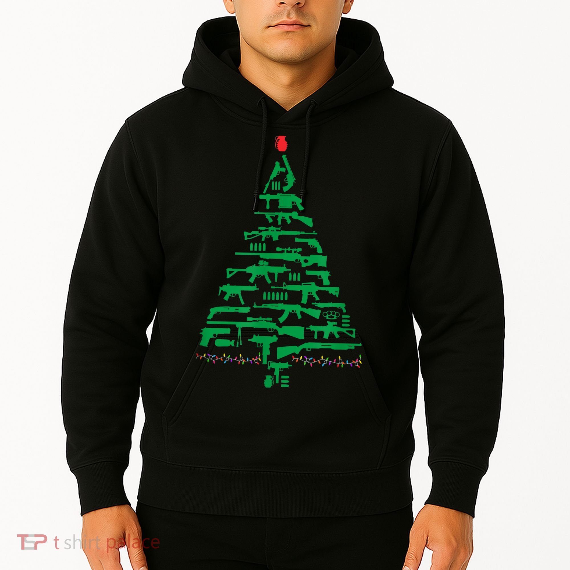 Rifle Weapon Gun Christmas Tree For Weapon Fools & Patriots Hoodie