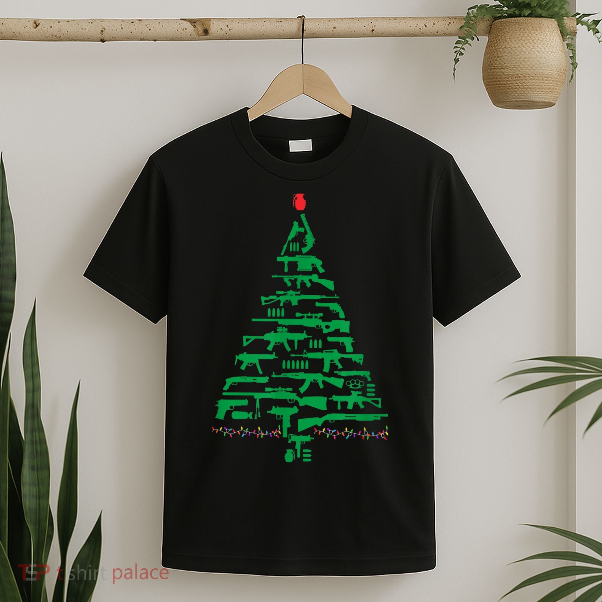 Rifle Weapon Gun Christmas Tree For Weapon Fools & Patriots T-Shirt
