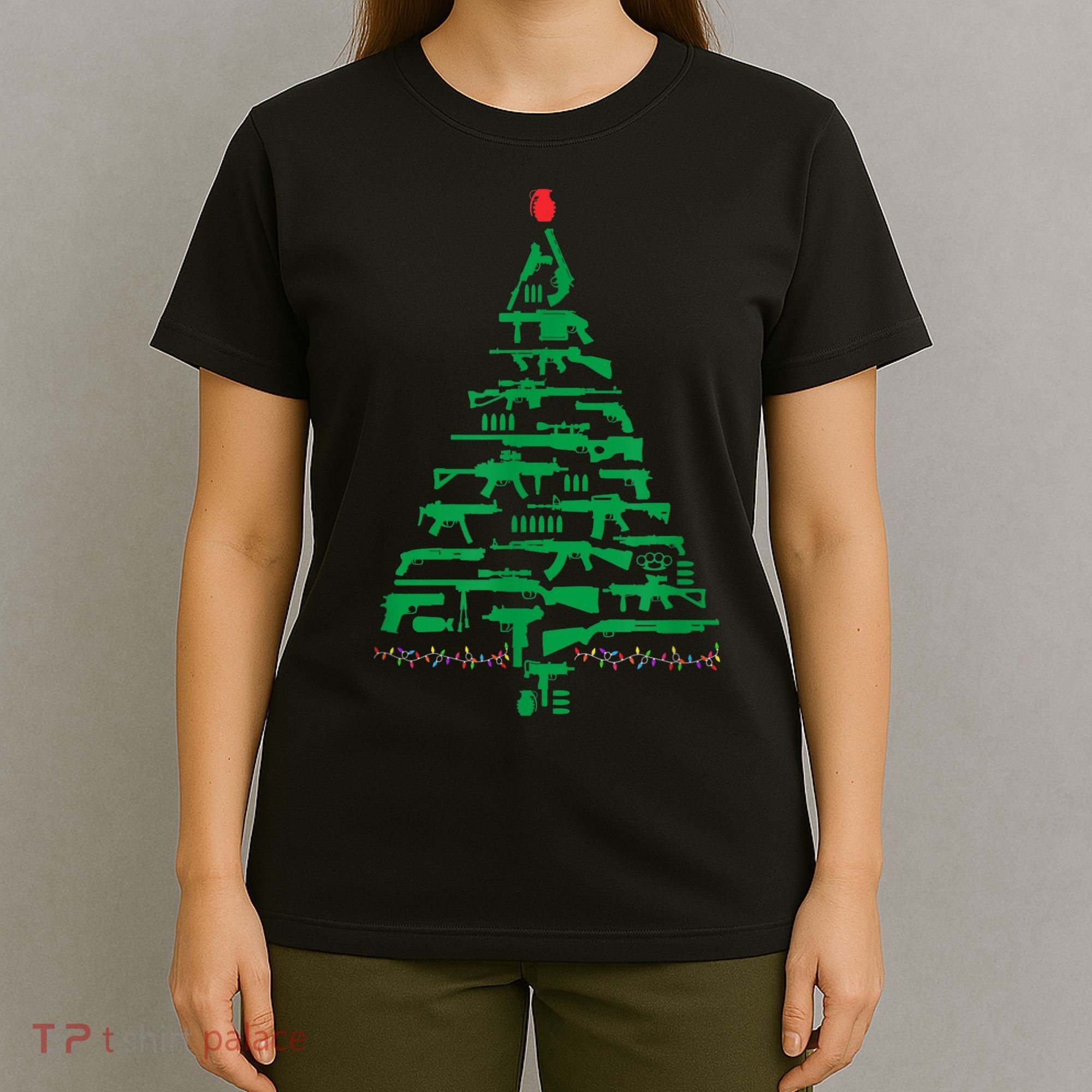 Rifle Weapon Gun Christmas Tree For Weapon Fools & Patriots T-Shirt