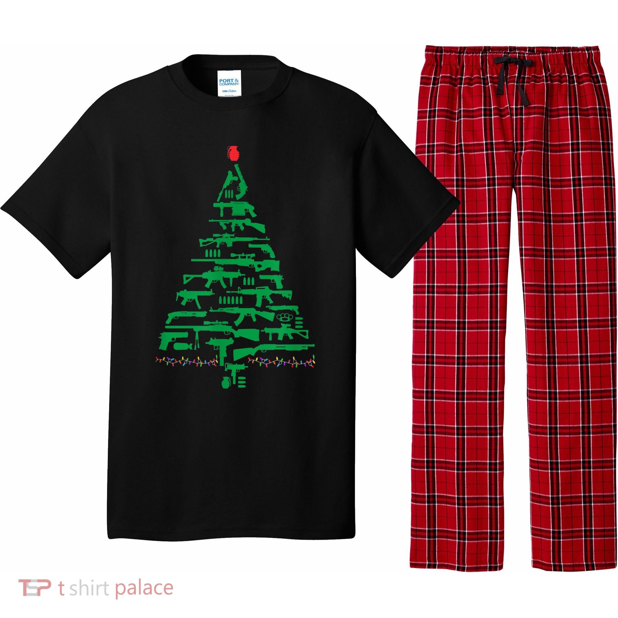 Rifle Weapon Gun Christmas Tree For Weapon Fools & Patriots Pajama Set