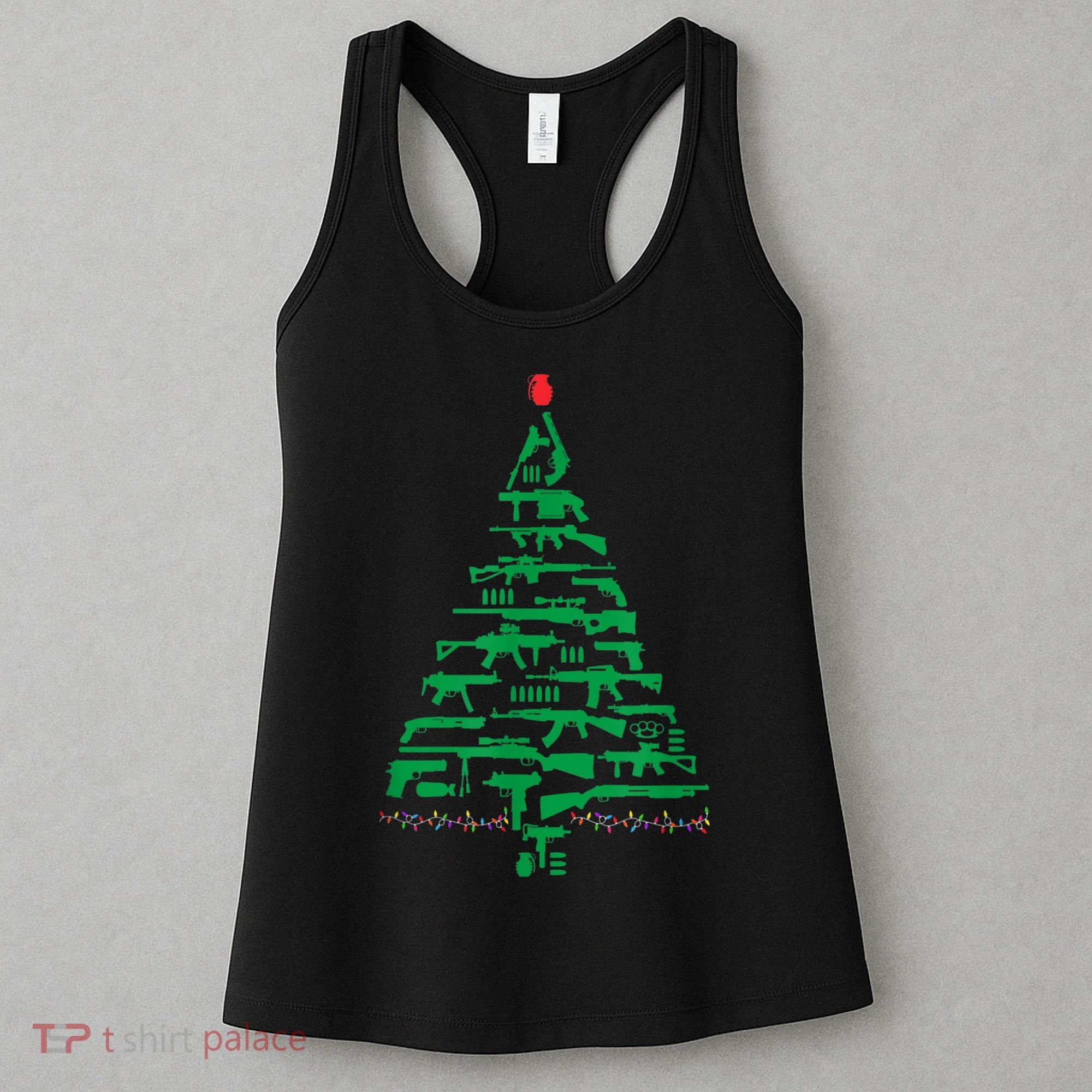 Rifle Weapon Gun Christmas Tree For Weapon Fools & Patriots Women's Tank Top