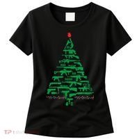Rifle Weapon Gun Christmas Tree For Weapon Fools & Patriots Women's T-Shirt thumb 0