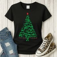 Rifle Weapon Gun Christmas Tree For Weapon Fools & Patriots Women's T-Shirt thumb 3