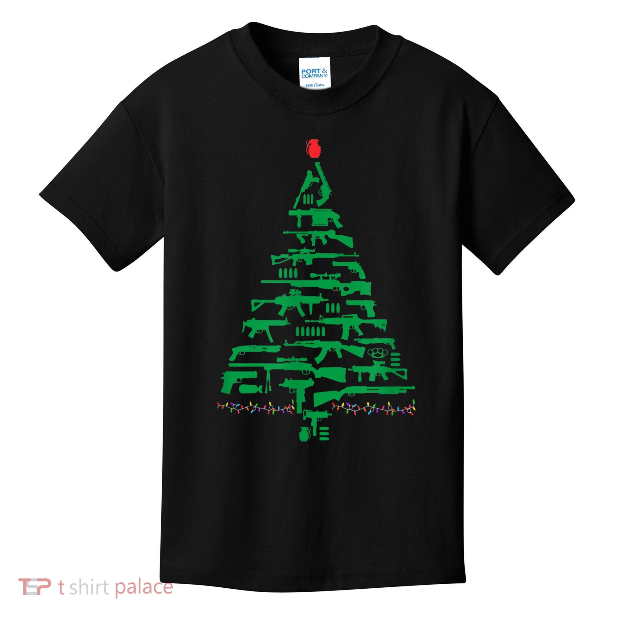 Rifle Weapon Gun Christmas Tree For Weapon Fools & Patriots Kids T-Shirt