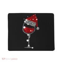 Red Wine Glass Christmas Tee Funny Santa Hat Xmas Gift TShirt Mousepad thumb 0