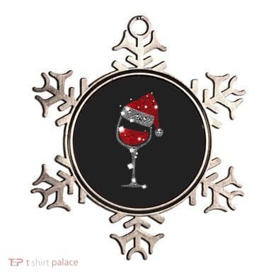Red Wine Glass Christmas Tee Funny Santa Hat Xmas Gift TShirt Ornament