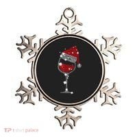 Red Wine Glass Christmas Tee Funny Santa Hat Xmas Gift TShirt Ornament thumb 0