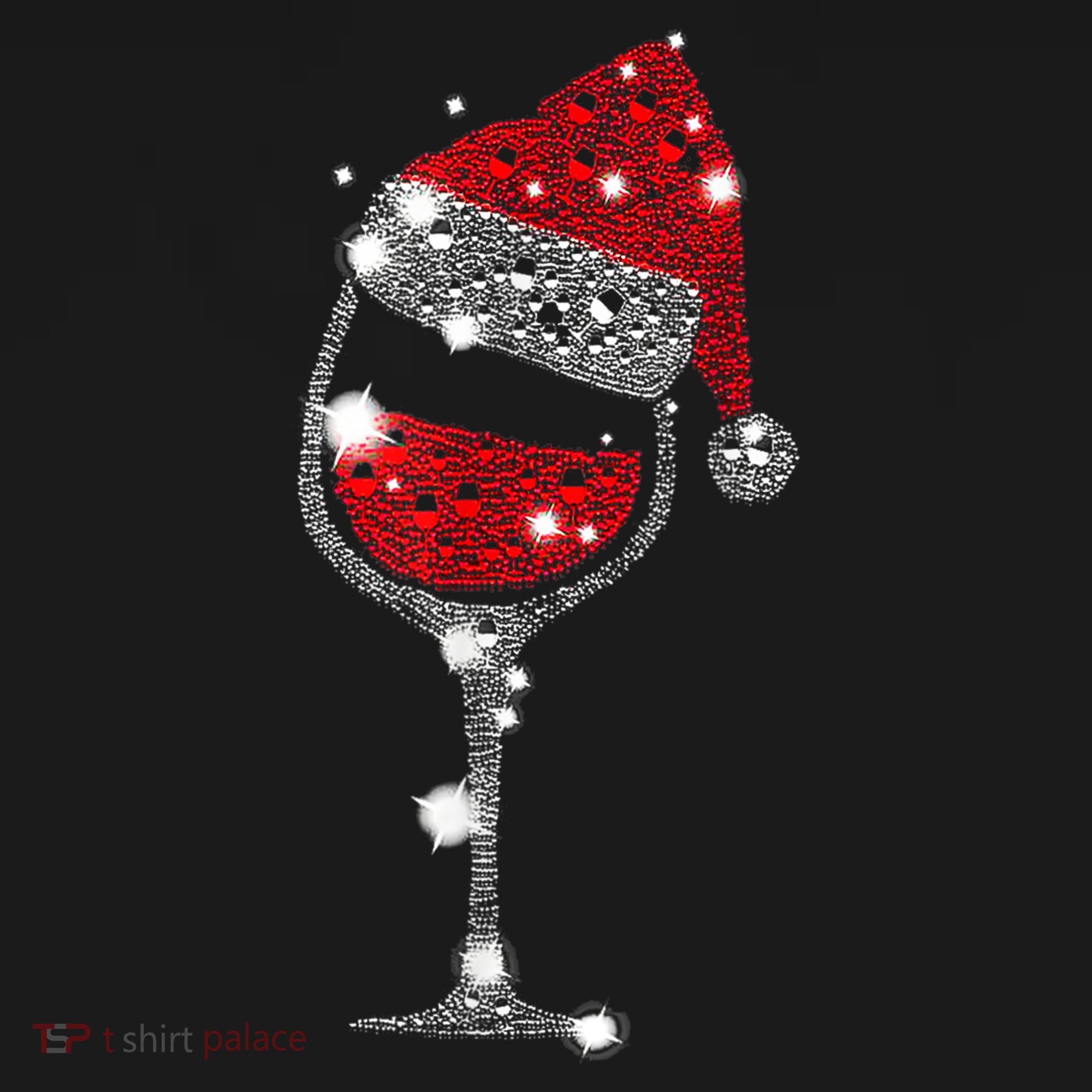 Red Wine Glass Christmas Tee Funny Santa Hat Xmas Gift TShirt Baby Bodysuit