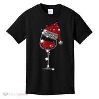 Red Wine Glass Christmas Tee Funny Santa Hat Xmas Gift TShirt Kids T-Shirt thumb 0