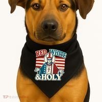 Red White & Holy Pope Leo XIV First American Pope  USA-Made Doggie Bandana thumb 1