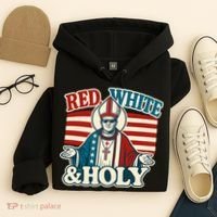Red White & Holy Pope Leo XIV First American Pope  Hoodie thumb 4