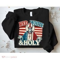 Red White & Holy Pope Leo XIV First American Pope  Sweatshirt thumb 2