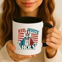 Red White & Holy Pope Leo XIV First American Pope  Coffee Mug thumb 3