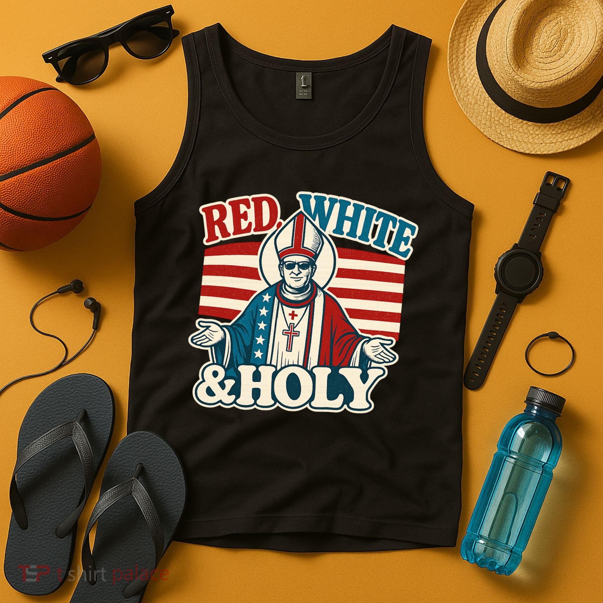 Red White & Holy Pope Leo XIV First American Pope  Tank Top