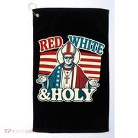 Red White & Holy Pope Leo XIV First American Pope  Golf Towel thumb 0