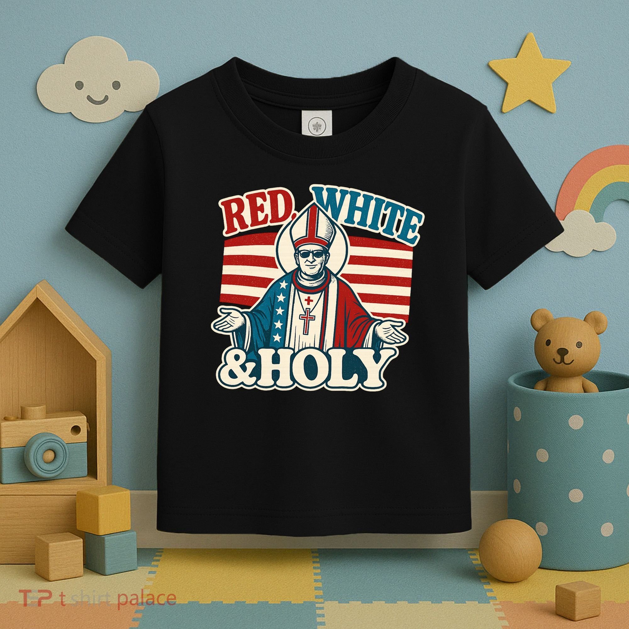 Red White & Holy Pope Leo XIV First American Pope  Toddler T-Shirt