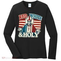 Red White & Holy Pope Leo XIV First American Pope  Women's Long Sleeve Shirt thumb 0