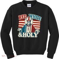 Red White & Holy Pope Leo XIV First American Pope  Kids Sweatshirt thumb 0