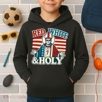Red White & Holy Pope Leo XIV First American Pope  Kids Hoodie thumb 2