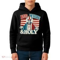Red White & Holy Pope Leo XIV First American Pope  Kids Hoodie thumb 4