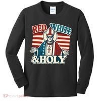 Red White & Holy Pope Leo XIV First American Pope  Kids Long Sleeve Shirt thumb 0