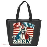 Red White & Holy Pope Leo XIV First American Pope  Tote Bag thumb 0