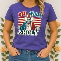 Red White & Holy Pope Leo XIV First American Pope  Women's T-Shirt thumb 2