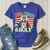 Red White & Holy Pope Leo XIV First American Pope  Women's T-Shirt thumb 3