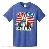 Red White & Holy Pope Leo XIV First American Pope  Kids T-Shirt thumb 0