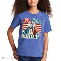 Red White & Holy Pope Leo XIV First American Pope  Kids T-Shirt thumb 2