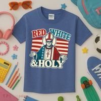 Red White & Holy Pope Leo XIV First American Pope  Kids T-Shirt thumb 3