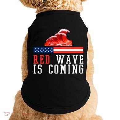 Red Wave Is Coming American Flag Conservative Doggie Tank