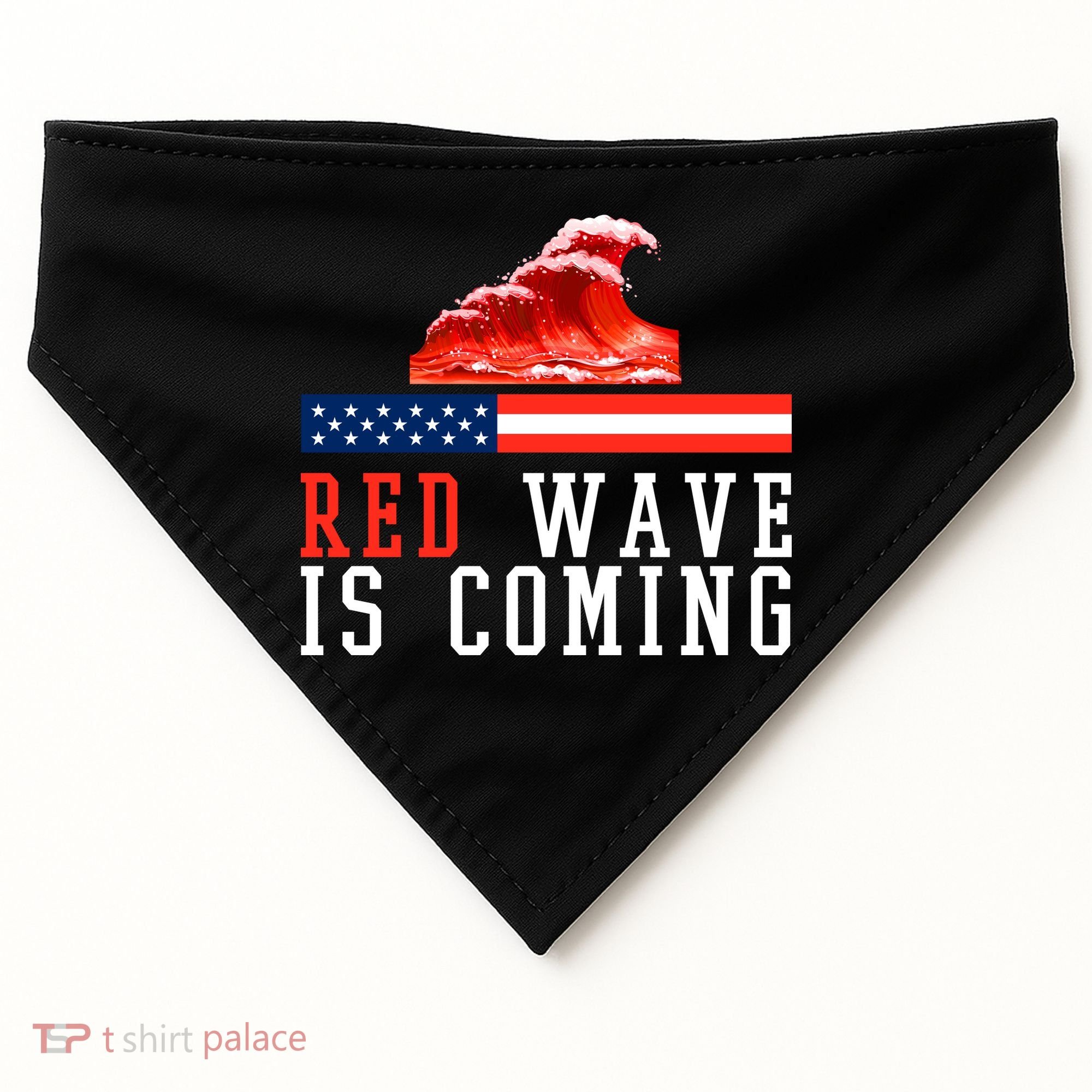 Red Wave Is Coming American Flag Conservative USA-Made Doggie Bandana