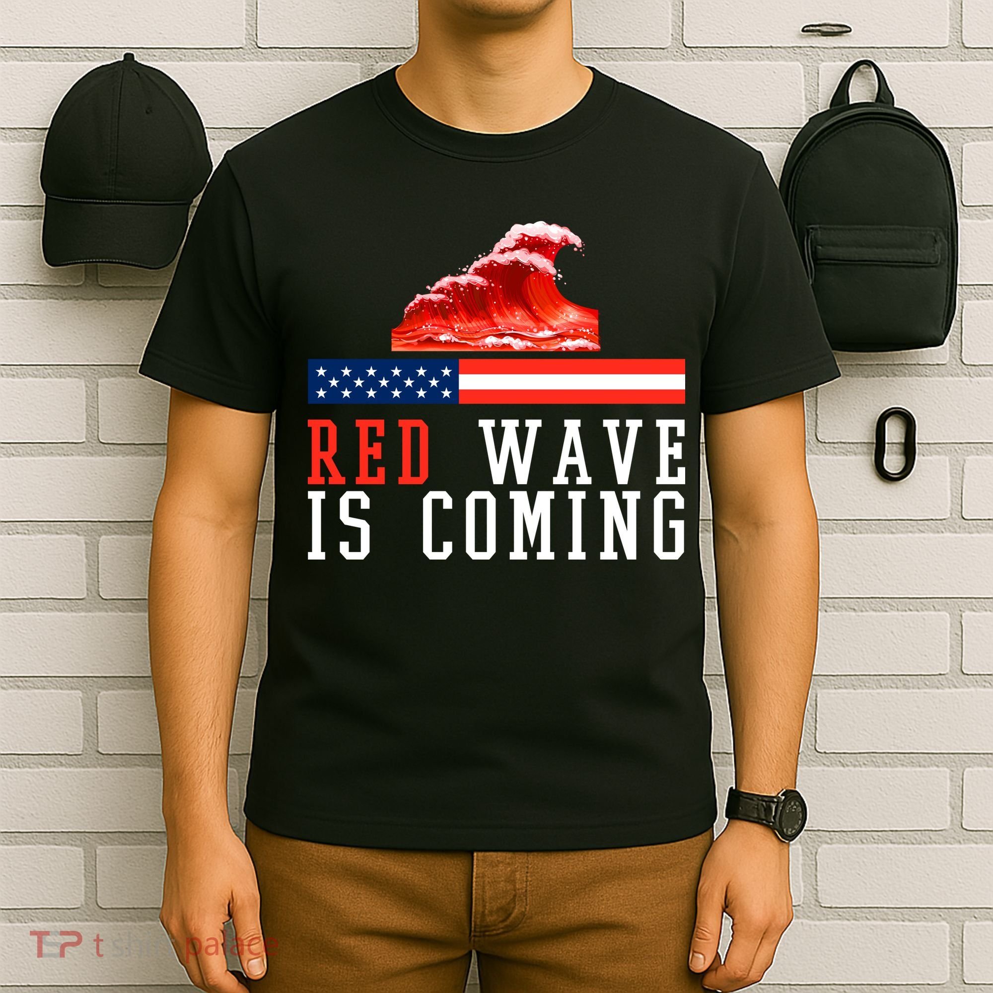 Red Wave Is Coming American Flag Conservative T-Shirt