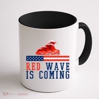 Red Wave Is Coming American Flag Conservative Coffee Mug thumb 1