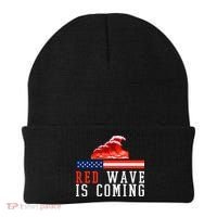 Red Wave Is Coming American Flag Conservative Beanie thumb 0