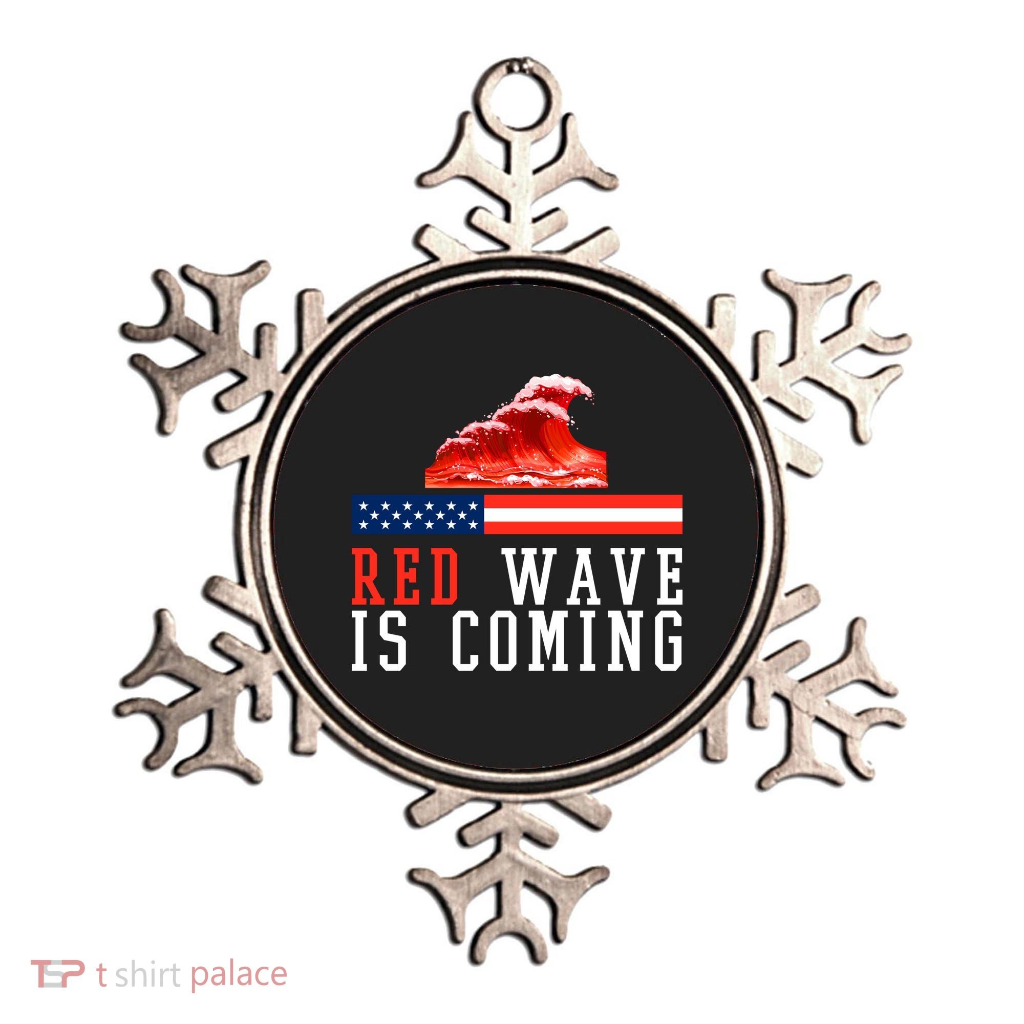 Red Wave Is Coming American Flag Conservative Ornament